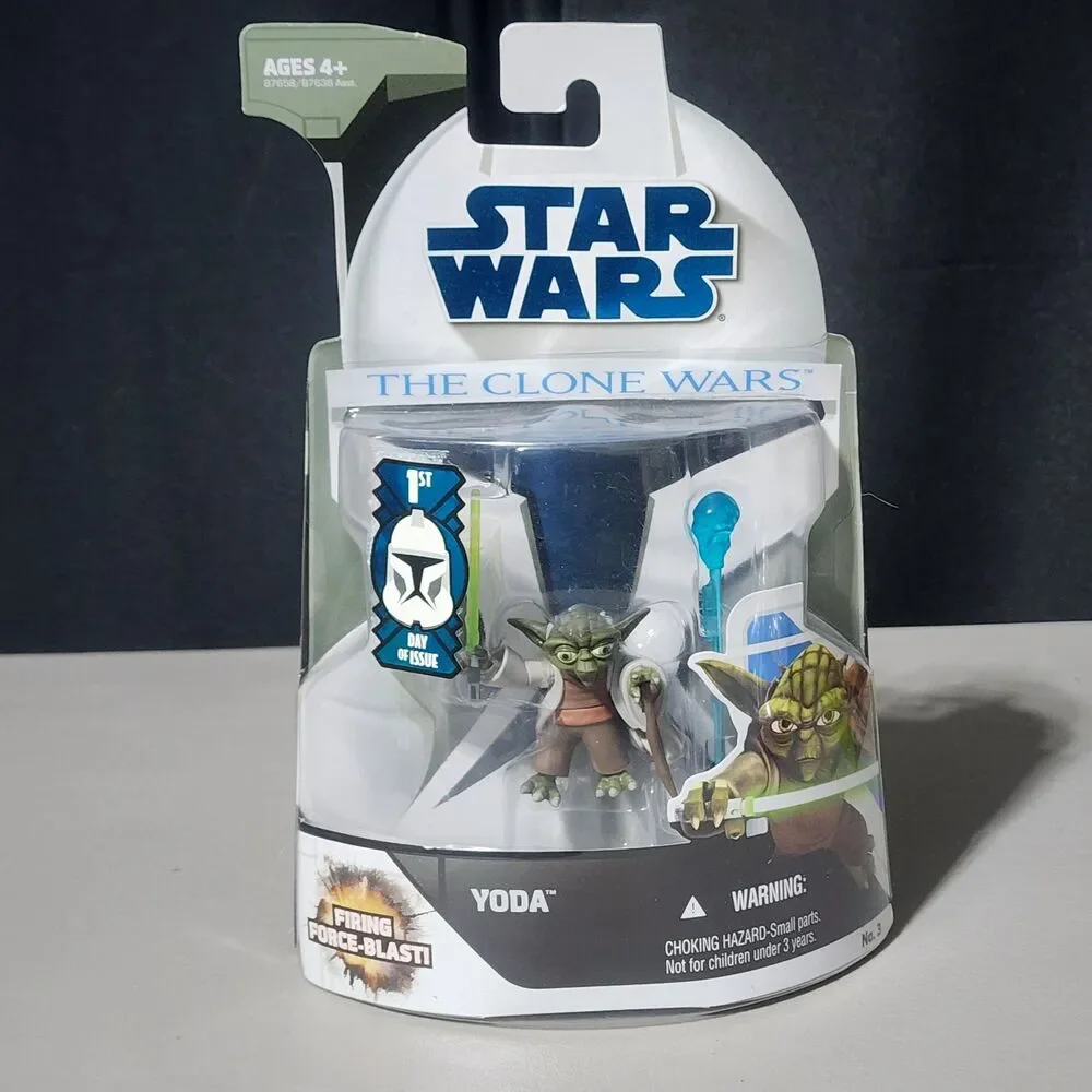 NEW Star Wars The Clone Wars Yoda Action Figure #3 Firing Force Blast 2008...